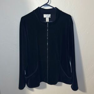 Sport Savvy black velour zip up jacket 2X